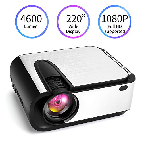 Product Cover Video Projector, [2020 Upgraded] 4600 Lumen Mini Projector, 1080P Supported, Full HD 220