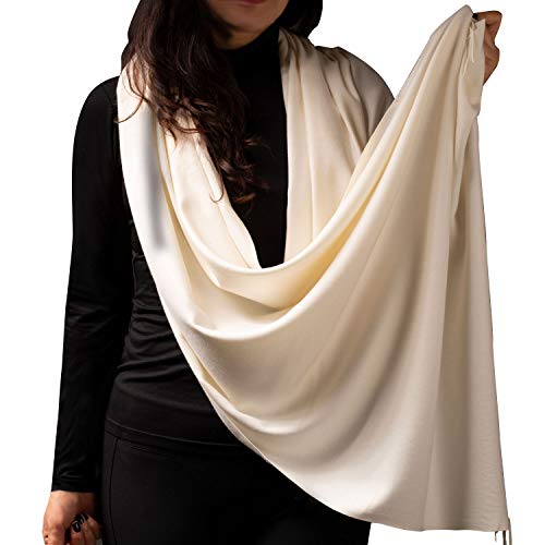 Product Cover Large women men solid Shawl Wrap Scarf soft Cashmere | Large Soft Oversized Blanket Plaid warm cashmere Shawl Wrap Scarf (Ivory)