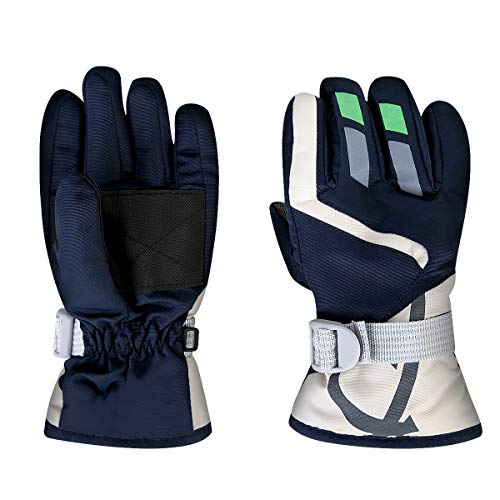 Product Cover Oenbopo Kids Boys Girls Thick Soft Fleece Lined Gloves Winter Sports Outdoors Warm Ski Gloves (Navy Blue)
