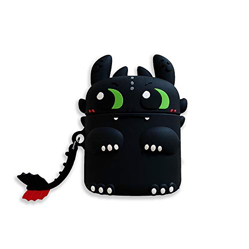 Product Cover TXGOT Airpods Case,Airpods Accessories,Airpods Skin,Cute Cartoon 3D Funny Cool Kits Character Design Skin Fashion Case Cover for Apple AirPods 1&2 Charging Case (Black Dragon)