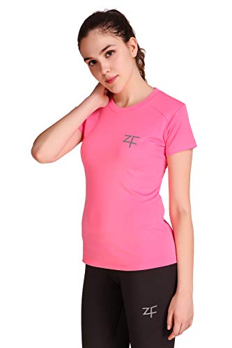 Product Cover Zerofux ZF Breeze-Fit Plain Solid Regular Fit Round Neck Sports & Active wear Back Panel Mesh Jersey T-Shirt for Women