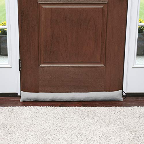 Product Cover HOME DISTRICT Draft Dodger - Faux Suede Weighted Door and Window Breeze, Bug, Noise Guard Stopper Blocker - 35.5 Inches Long - Gray