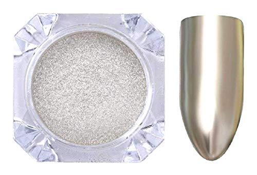 Product Cover Fashionn Colors Nail Art 2g Born Pretty Metallic Mirror Powder Silver Nail Chrome Pigment Glitters (Silver)