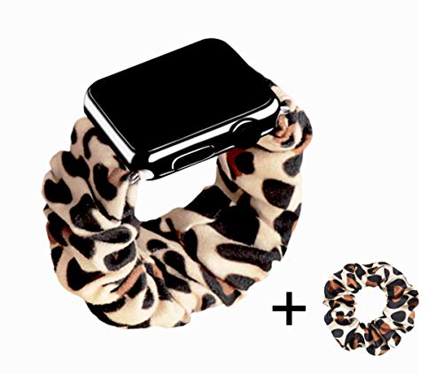 Product Cover Scrunchie Elastic Watch Band,38mm 40mm / 42mm 44mm Elastic and Comfortable Watch Strap is Suitable for IWatch/Apple Watch by THOUSMOON (Leopard, 42/44mm)