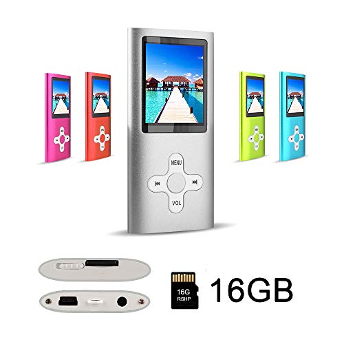 Product Cover RHDTShop MP3 MP4 Player with a 16 GB Micro SD Card, Support UP to 64GB TF Card, Rechargeable Battery, Portable Digital Music Player/Video/E-Book Reader, Ultra Slim 1.7