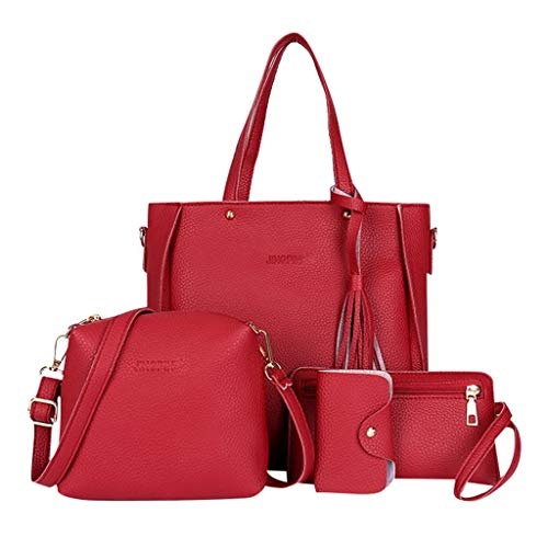 Product Cover AMOUSTORE Tote Bag for Women Shoulder Bags Handbags Satchel Hobo 4pcs Purse Set Red