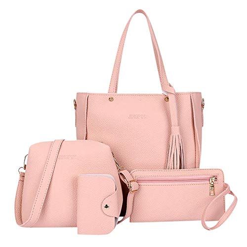 Product Cover AMOUSTORE Tote Bag for Women Shoulder Bags Handbags Satchel Hobo 4pcs Purse Set Pink