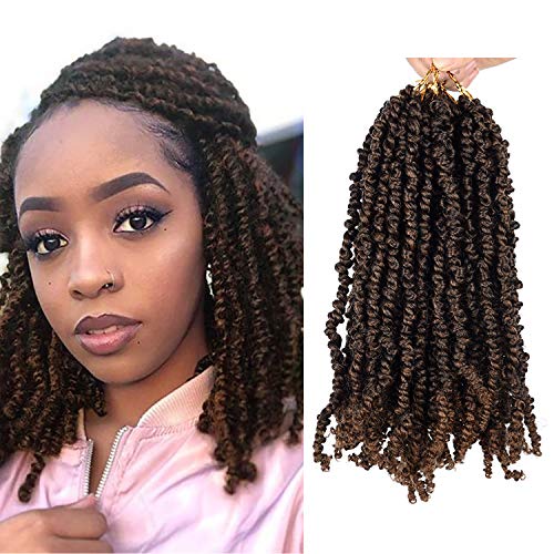Product Cover 12 inch Passion Twists Braids Synthetic Crochet Hair Extensions 48 Strands Ombre Pre-twisted Spring Bomb Fluffy Curly Twist Braiding Hair (12