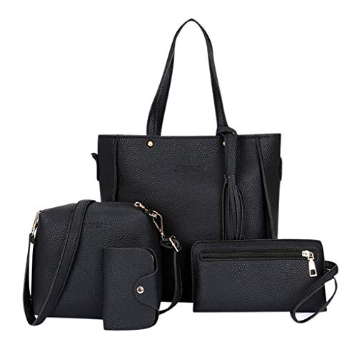 Product Cover AMOUSTORE Tote Bag for Women Shoulder Bags Handbags Satchel Hobo 4pcs Purse Set Black
