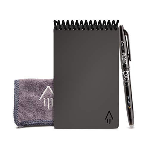 Product Cover Rocketbook Smart Reusable Notebook - Dot-Grid Eco-Friendly Notebook with 1 Pilot Frixion Pen & 1 Microfiber Cloth Included - Deep Space Gray Cover, Mini Size (3.5