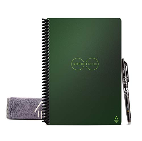 Product Cover Rocketbook Smart Reusable Notebook - Lined Eco-Friendly Notebook with 1 Pilot Frixion Pen & 1 Microfiber Cloth Included - Terrestrial Green Cover, Executive Size (6