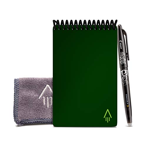 Product Cover Rocketbook Smart Reusable Notebook - Dot-Grid Eco-Friendly Notebook with 1 Pilot Frixion Pen & 1 Microfiber Cloth Included - Terrestrial Green Cover, Mini Size (3.5