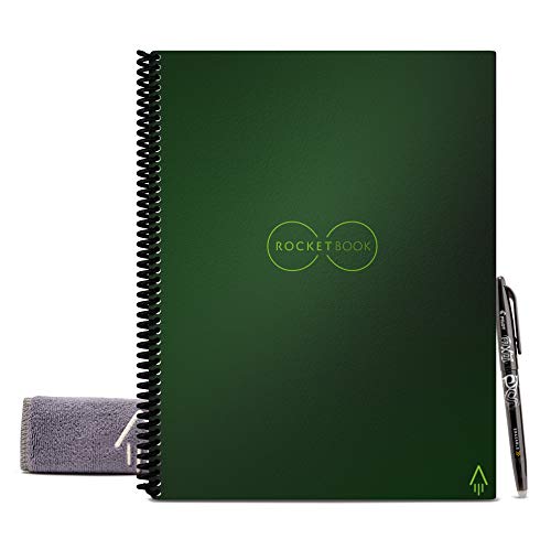 Product Cover Rocketbook Smart Reusable Notebook - Lined Eco-Friendly Notebook with 1 Pilot Frixion Pen & 1 Microfiber Cloth Included - Terrestrial Green Cover, Letter Size (8.5