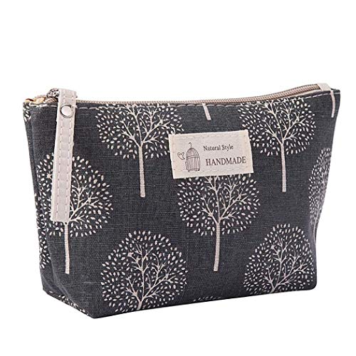 Product Cover Molisell Portable Large Capacity Makeup Bag,Cotton Linen Multifunction Waterproof Print Cosmetic Bag Travel Makeup Bag Toiletry Bags Accessories Organizer (F)