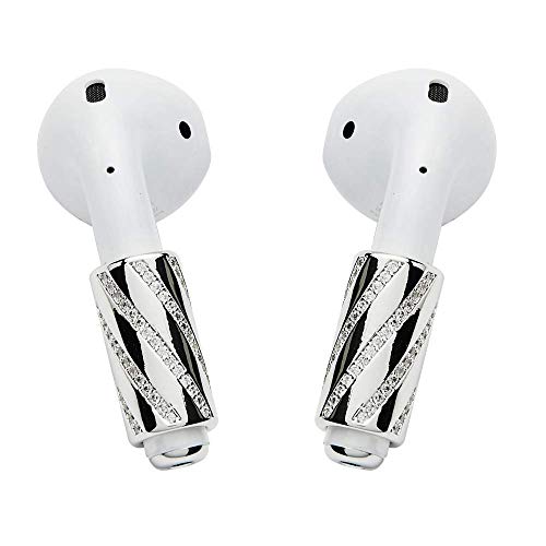 Product Cover Oreria Stylish AirPods Accessories AirFit of Dazzling Brass & Faux Jewels - Trendy Impressive Jewelry for AirPod Owners - High Fashion Look, Easy to Fit, Durable, Ultimate AirPod Skin (White)