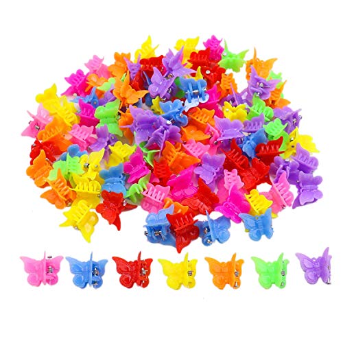 Product Cover Butterfly Hair Clips, 100 Packs Assorted Color Beautiful Mini Butterfly Hair Clips Hair Accessories for Girls and Women（Random Color）By Xloey
