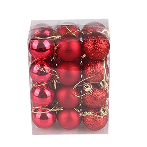 Product Cover LOMONER 24 Counts Christmas Ball Ornaments Small Shatterproof Christmas Decorations Tree Balls for Holiday Wedding Party Decoration Tree (Red)