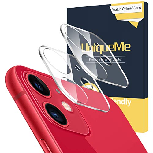 Product Cover [ 2 Pack ] UniqueMe Camera Lens Protector for iPhone 11 Tempered Glass, Anti-Scratch [New Version] Add Cameras Flash Circle