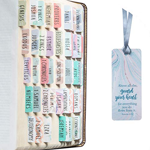 Product Cover DiverseBee Laminated Bible Tabs (Includes Bible Verse Bookmark), Personalized Bible Journaling Tabs, 66 Book Tabs and 14 Blank Tabs - Uniform Theme