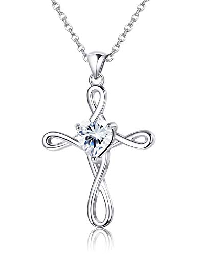 Product Cover Sllaiss 925 Sterling Silver Celtic Knot Cross Necklace for Women with Heart-shaped Crystal from Swarovski Infinity Pendant Boxed Valentine's Gift