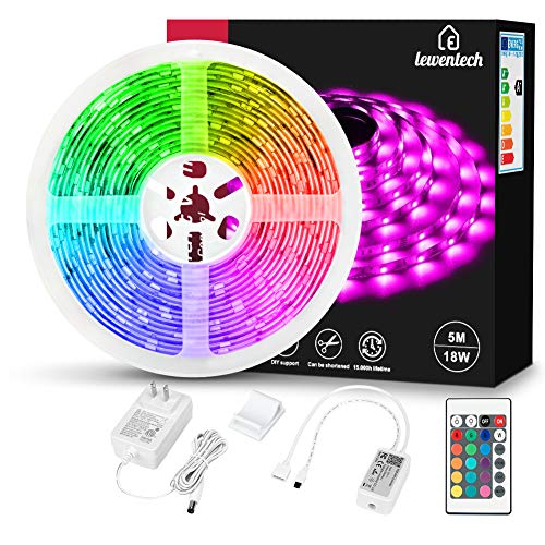 Product Cover Smart WiFi LED Strip Lights, Lewenteche Compatible with Alexa, Google Home Brighter 5050 LED, 16 Million Colors Phone App Controlled Light Strip for Home, Kitchen, TV, Party, 16.4ft
