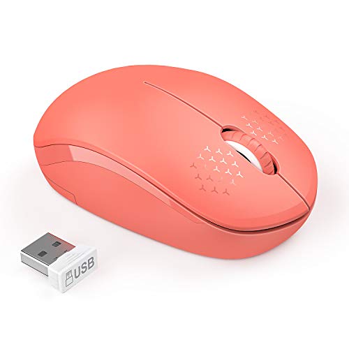 Product Cover Wireless Mouse, 2.4G Noiseless Mouse with USB Receiver - seenda Portable Computer Mice for PC, Tablet, Laptop, Notebook - Living Coral