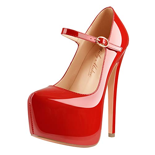 Product Cover Onlymaker Womens Fashion Ankle Strap Platform High Heel Mary Jane Stiletto Pumps Party Dress Shoes