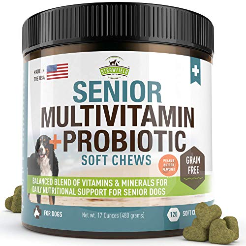 Product Cover Senior Dog Vitamins and Supplements -120 Grain-Free Chewable Multi Vitamin - Senior Multivitamin for Dogs, Pet Glucosamine Chondroitin Joint Support, Arthritis, Immune Booster, Skin, Coat, Probiotics