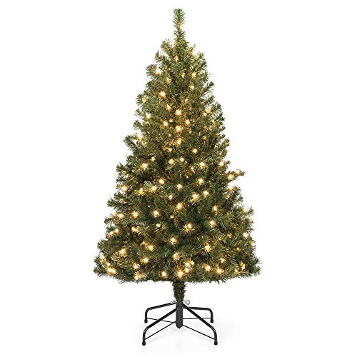 Product Cover Best Choice Products 4.5ft Pre-Lit Spruce Hinged Artificial Christmas Tree w/ 200 UL-Certified Incandescent Warm White Lights, Foldable Stand