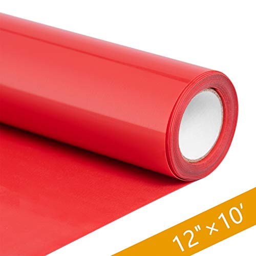 Product Cover HenPisen HTV Vinyl Rolls - 12 Inch × 10 Feet PU Heat Transfer Vinyl, Easy Cut & Weed Compatible with Cameo Silhouette & Cricut, Iron on Vinyl for DIY T-Shirts, Bags and Other Textiles(Red)