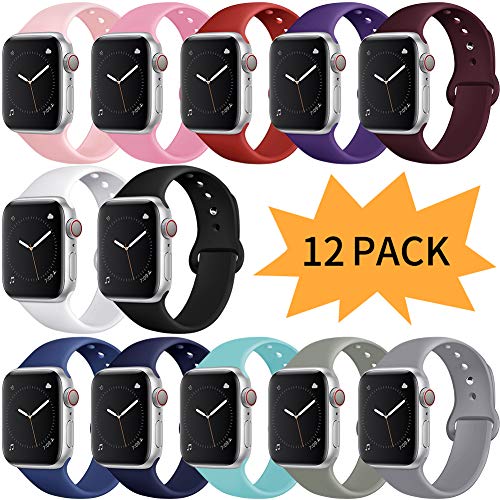Product Cover Bravely klimbing Compatible with App le Watch Band 38mm 40mm 42mm 44mm, for Women Men, iwatch Bands Compatible with iWatch Series 5, Series 4, Series 3, Series 2, Series 1 S/M, M/L 12 Pack