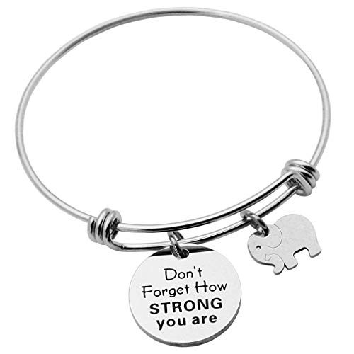 Product Cover Eilygen Inspirational Gift Don't Forget How Strong You are Elephant Keychain Elephant Jewelry Inspirational Gift for Him Her (Don't Forget How Strong You are (Brecelet))