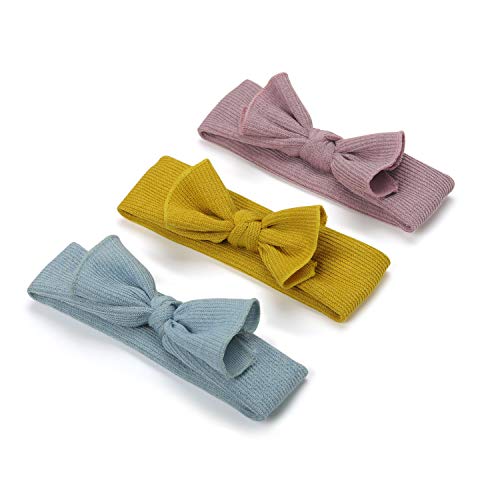 Product Cover Baby Girl Headbands Newborn Hairbands-Infant Soft Knitting Headwraps Toddler Bowknot Knotted Hair Accessories, Pack of 3