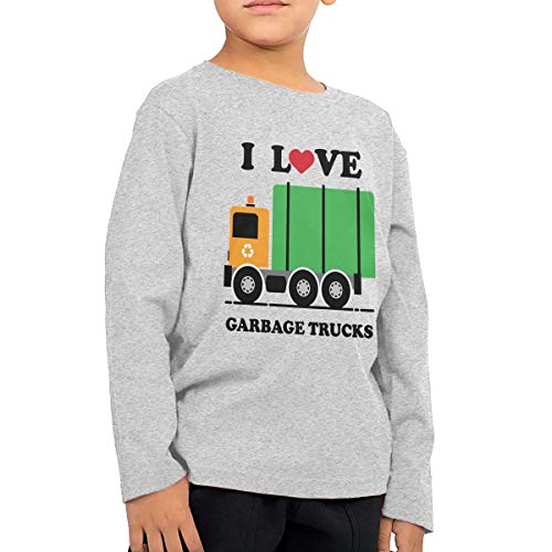 Product Cover Waldeal Kids Cute I Love Garbage Trucks Tshirts for Boys Holiday Party Costume Graphic Tee Black 5/6T