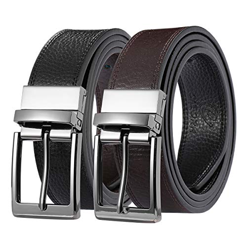 Product Cover CIEORA Men's Belt Genuine Leather Casual Dress Fashion Reversible Buckle For 2 Colors Black Brown (E03Grey, 120cm(37-43 inch waist))