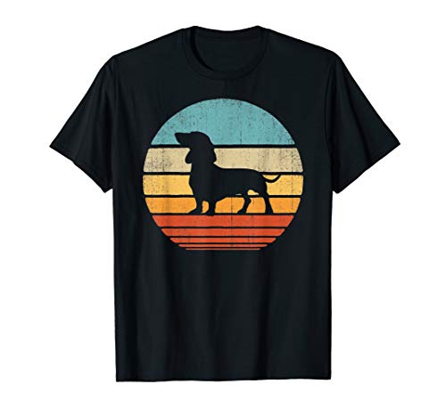 Product Cover Dachshund Vintage Silhouette 60s 70s Retro Gifts Dog Lover T-Shirt
