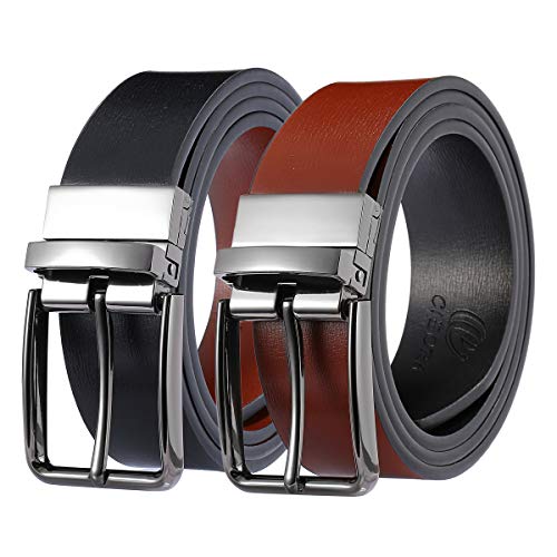 Product Cover CIEORA Men's Belt Genuine Leather Casual Dress Fashion Reversible Buckle For 2 Colors Black Brown (E04Grey, 120cm(37-43 inch waist))