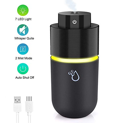 Product Cover OVPPH Portable Humidifier, Mini USB Personal Humidifier Ultrasonic  Cool Mist Humidifier with 7 Colors Light for Home Travel Office Car, Auto Timer Shut-Off, Quiet Operation (Black)