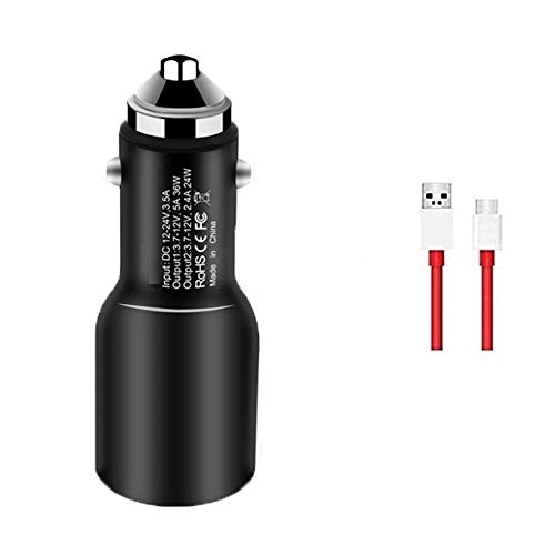 Product Cover Warp Car Charger for Oneplus 7 Pro / 6T/6/5T/5/3T/3,Dual USB Charging Rapidly Car Charger Dash Charger with OnePlus Warp Charge USB Data Cable One Plus 3/5 / 5T / 6 / 6T/ 7 Pro (Charger+Cable)