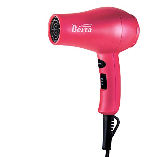 Product Cover Mini Travel Hair Dryer,Lightweight & Compact Portable Blow Dryer with Concentrator Nozzle,BERTA 1000W DC Motor Professional Hair Dryers for Fast Drying,Matte Material Body,Pink