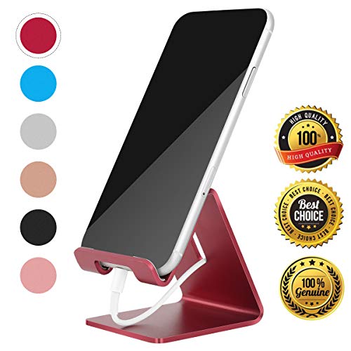 Product Cover Desk Cell Phone Stand Holder Aluminum Phone Dock Cradle Compatible with Switch, All Android Smartphone, for iPhone 11 Pro Xs Xs Max Xr X 8 7 6 6s Plus 5 5s 5c Charging, Accessories Desk (Red)