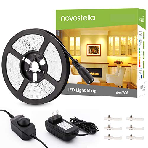 Product Cover Novostella 20ft/6m Dimmable LED Light Strip Kit with UL Listed Power Supply, 360 LEDs, 12V LED Ribbon, Non-Waterproof, 3000K Warm White Lighting Strips, LED Tape