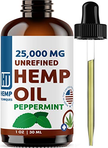 Product Cover Unrefined Hemp Seed Oil Peppermint Flavored- Pure, Organic, Natural Hemp Massage Oil Cold Pressed Raw Aromatherapy Virgin Hemp Oil Body Hair Skin Nails Base Oil