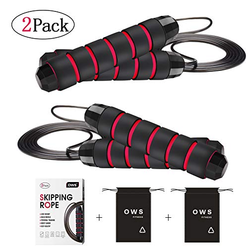 Product Cover OWS 2 Pack Speed Jump Rope, Adjustable Skipping Rope Cable Tangle-Free with 2 Carrying Bags for Exercise, Boxing, Fitness Training, Suitable for Adults & Children
