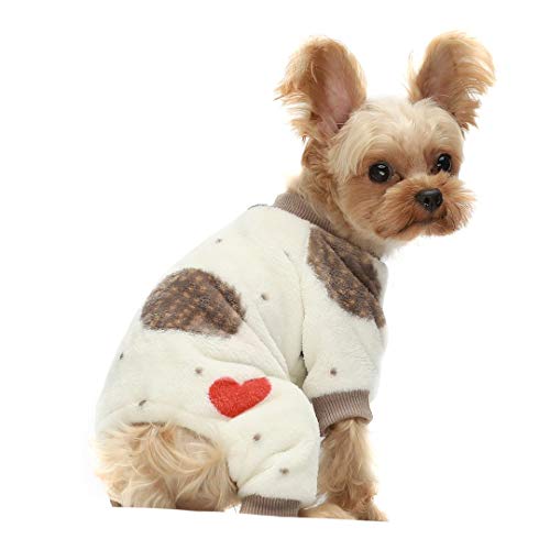 Product Cover Fitwarm Hedgehog Thermal Pet Winter Clothes for Dog Pajamas Cat Onesies Jumpsuits Thick Velvet Cream White Medium