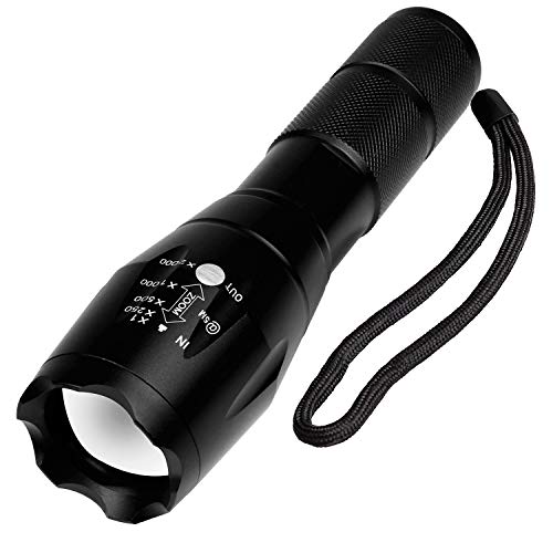 Product Cover Led Torch Tactical Flashlight, Handheld Flashlight Ultra Bright with 5 Modes, 1000 Lumen, Zoomable, Water Resistant for Camping, Hiking, Emergency, Indoor, Outdoor (Batteries Not Included)