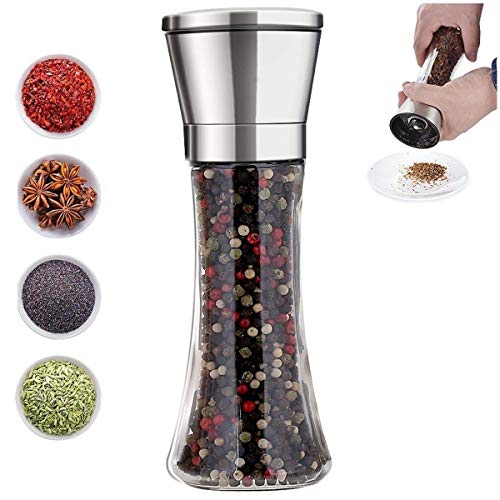 Product Cover ADTALA Salt and Pepper Grinder - Salt and Pepper Shakers with Adjustable Coarseness by Ceramic Rotor - Stainless Steel Pepper Mill Shaker and Salt Grinders Mills Set