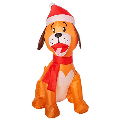 Product Cover Gemmy Inflatable 3.5' Tall Darling Dog with Santa Hat Outdoor Holiday Decoration