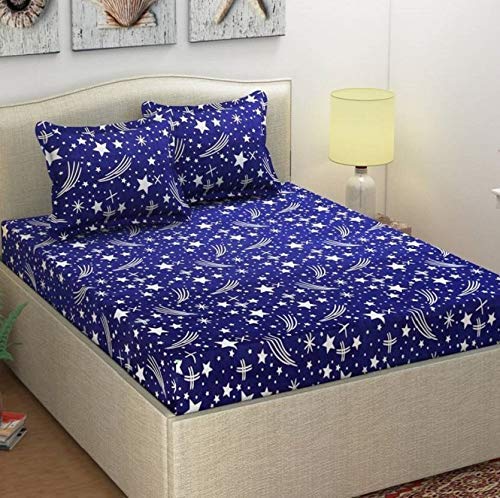 Product Cover STARnSTYLE quait Star Design 3D 140 TC Double bedsheet with 2 Pillow Cover,Double bedsheets with 2 Pillow Covers Cotton,bedsheets for Double Bed,Bed Sheets Cotton,Cotton Double bedsheet