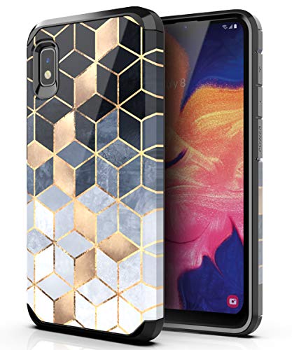 Product Cover Hasaky Galaxy A10E Case,Dual Layer Hybrid Bumper Rubber Cover Marble Design Soft TPU & Hard Back Protective Shockproof Case for Samsung Galaxy A10E- Black